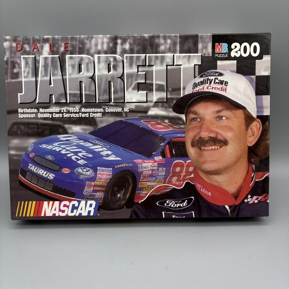 NASCAR Dale Jarrett Jigsaw Puzzle 200 Pieces Ford Taurus #88‎ Milton Bradley NEW